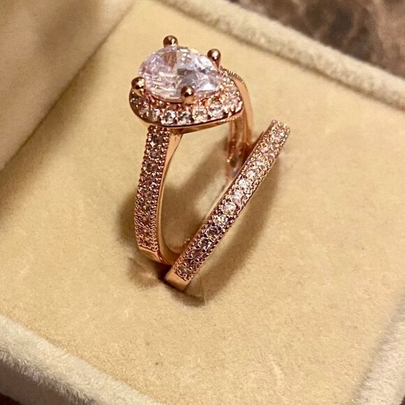 White Sapphire Ring S925 Over 18K Rose Gold Filled - Picture 4 of 4